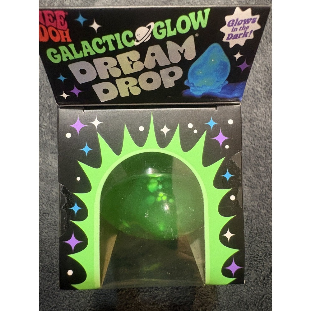 NeeDoh Galactic Glow Dream Drop Fidget Toy Cosmic Bloom Green Glitter in Dark